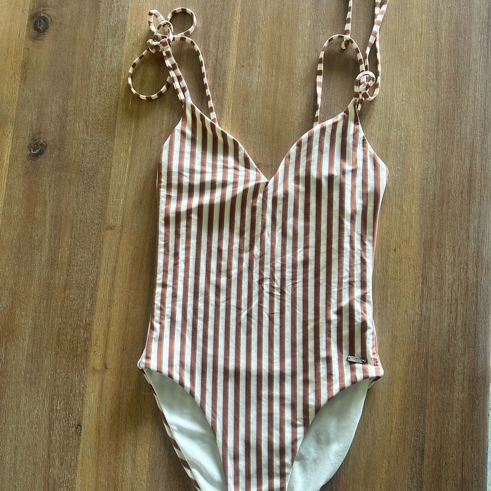 ROXY Striped One-Piece Swimsuit - Size S